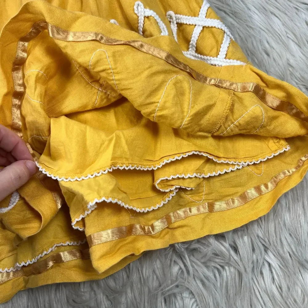 Girls of Savoy Women's 0 Yellow Sugar Work Skirt A-Line Embroidered Appliqué - Picture 3 of 8